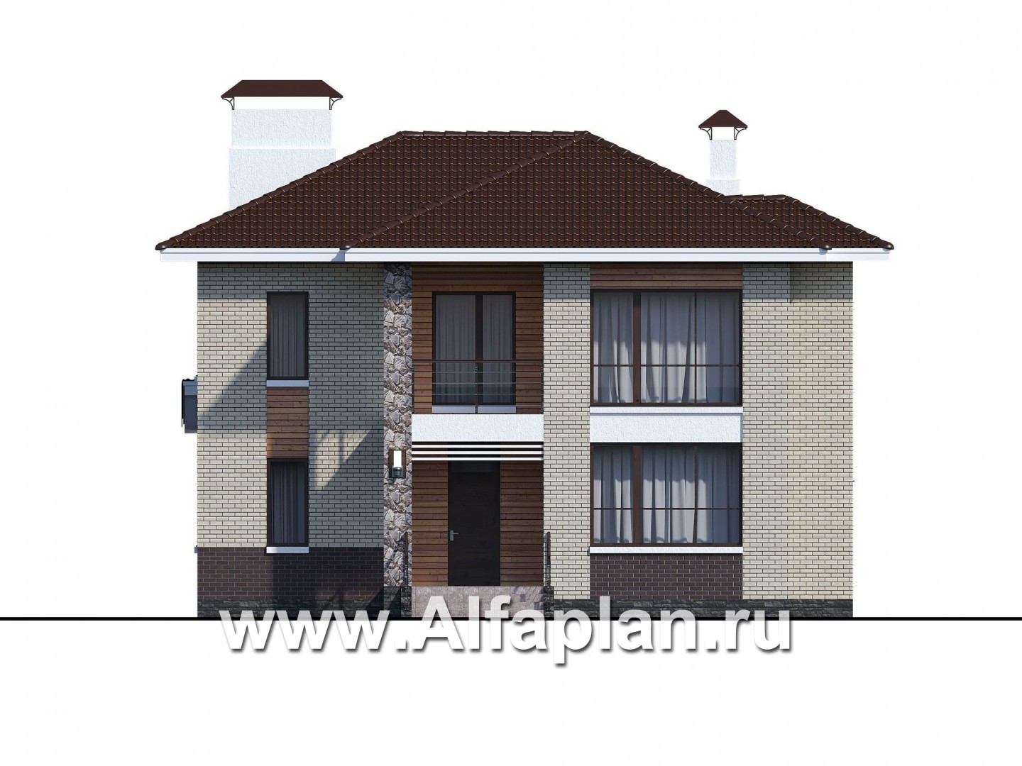 Проекты домов Альфаплан - «Формула успеха» - загородный дом с удобной планировкой - изображение фасада №1