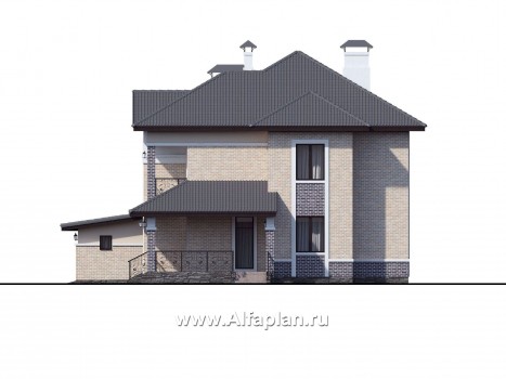 «Арно» - проект двухэтажного дома,  с двусветной гостиной, с террасой, с гаражом на 2 авто - превью фасада дома