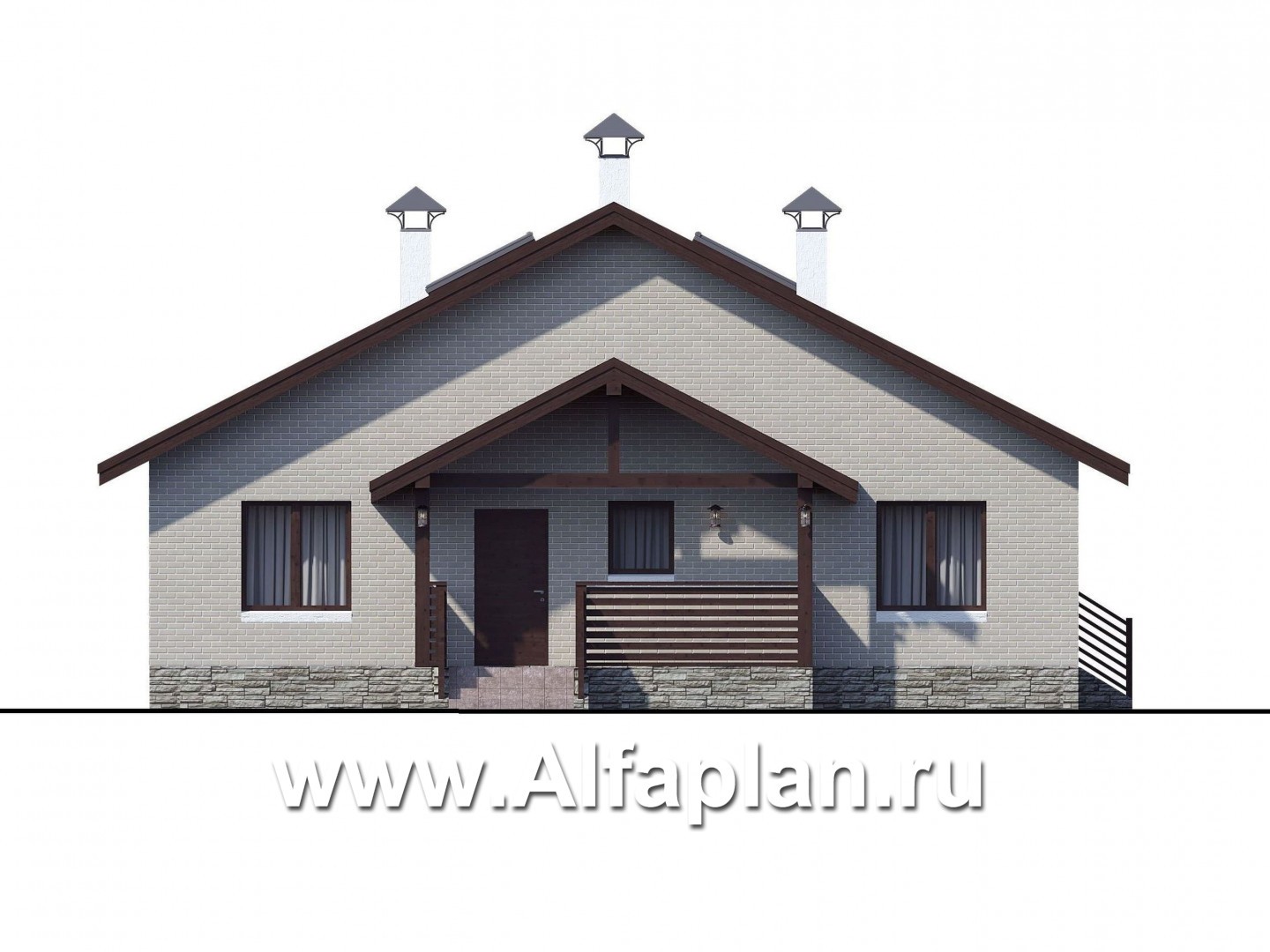 Проекты домов Альфаплан - Кирпичный дом «Моризо» - шале с двусветной гостиной - изображение фасада №4