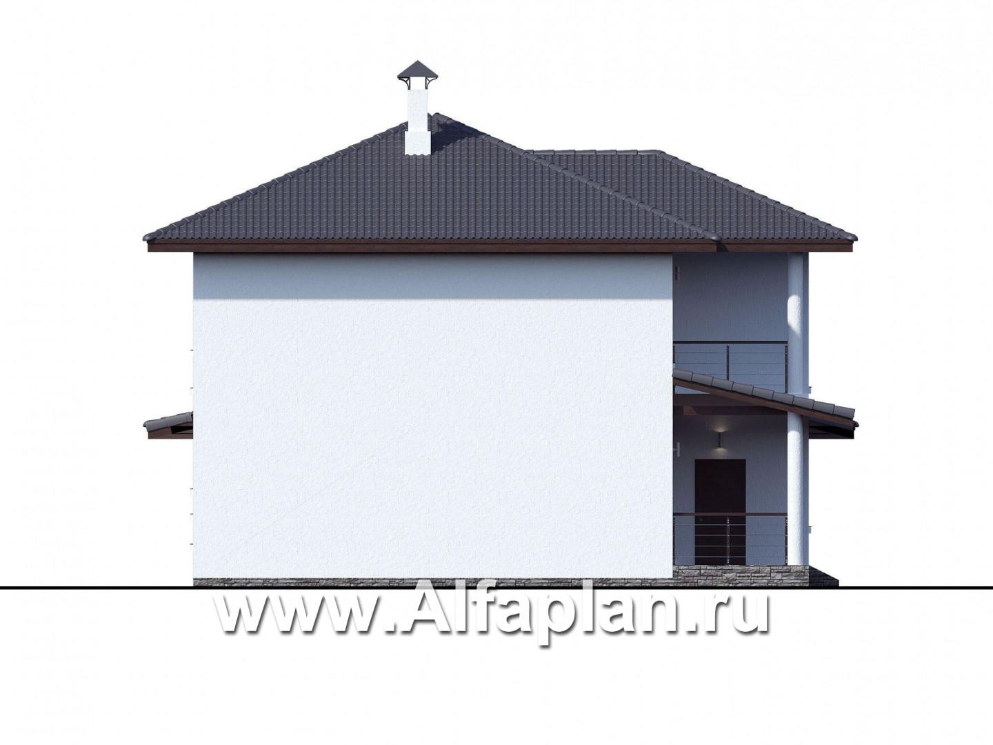 Проекты домов Альфаплан - «Пикассо» - изящный дом с террасой и балконом - изображение фасада №3
