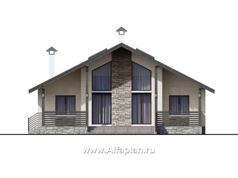 Проекты домов Альфаплан - «Моризо» - шале с четырьмя спальными комнатами - превью фасада №1