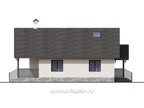 «Моризо» - проект дома с мансардой, планировка 2 спальни на 1 эт и вторая гостиная на 2 эт, шале с двускатной крышей - превью фасада дома