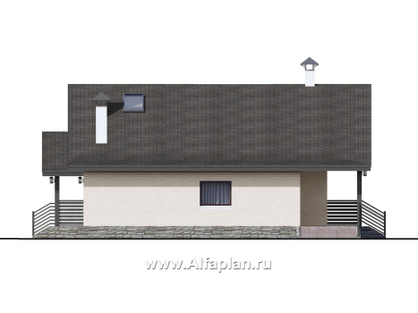 «Моризо» - проект дома с мансардой, планировка 2 спальни на 1 эт и вторая гостиная на 2 эт, шале с двускатной крышей - превью фасада дома
