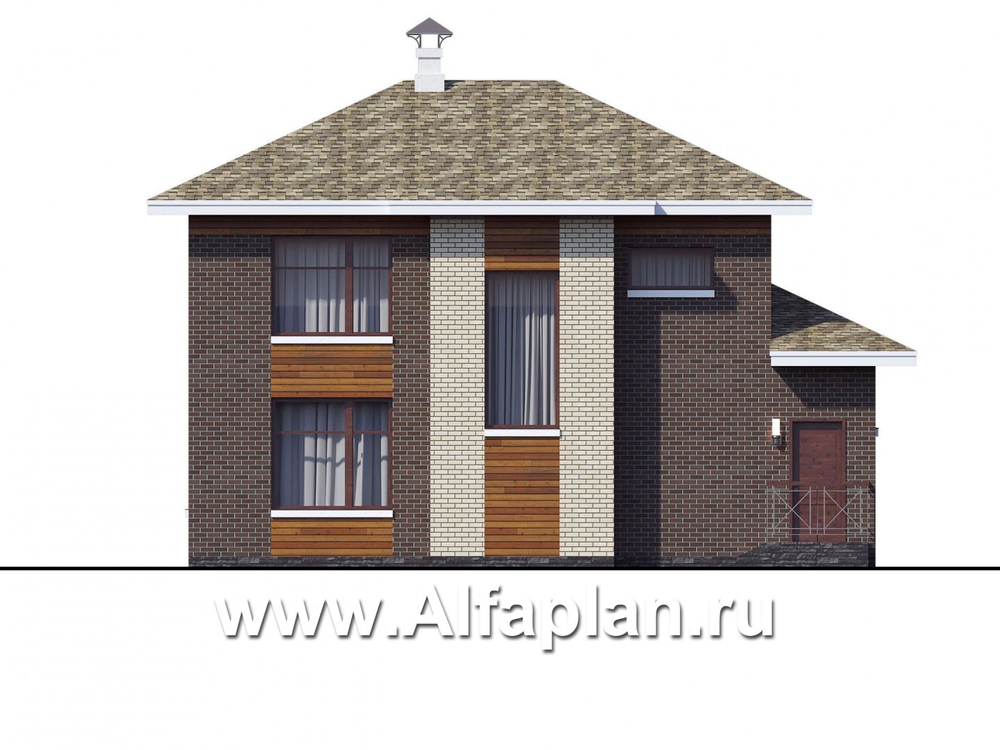 Проекты домов Альфаплан - Загородный дом с четырьмя спальными комнатами - изображение фасада №4