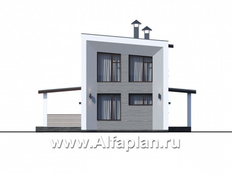 «Тау» - проект двухэтажного каркасного дома, планировка спальня на 1 эт,  в стиле минимализм - превью фасада дома