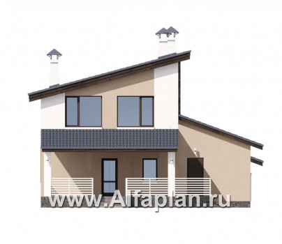 Проекты домов Альфаплан - «Западный бриз» - рациональный дом с удобным планом - превью фасада №4