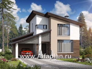 Проекты домов Альфаплан - «Западный бриз» - рациональный дом с удобным планом - превью основного изображения