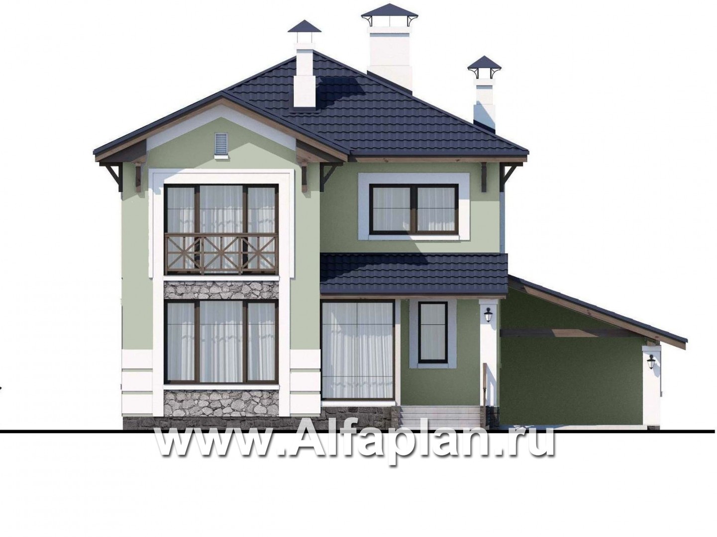 Проекты домов Альфаплан - «Смарт» - вместительный и компактный двухэтажный коттедж - изображение фасада №1