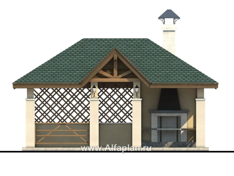Проекты домов Альфаплан - Беседка-павильон с барбекю (летняя кухня) - превью фасада №1