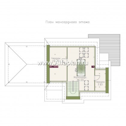 «Дипломат Плюс» - проект двухэтажного дома из газобетона, с бильярдной в мансарде, с навесом на 2 авто - превью план дома