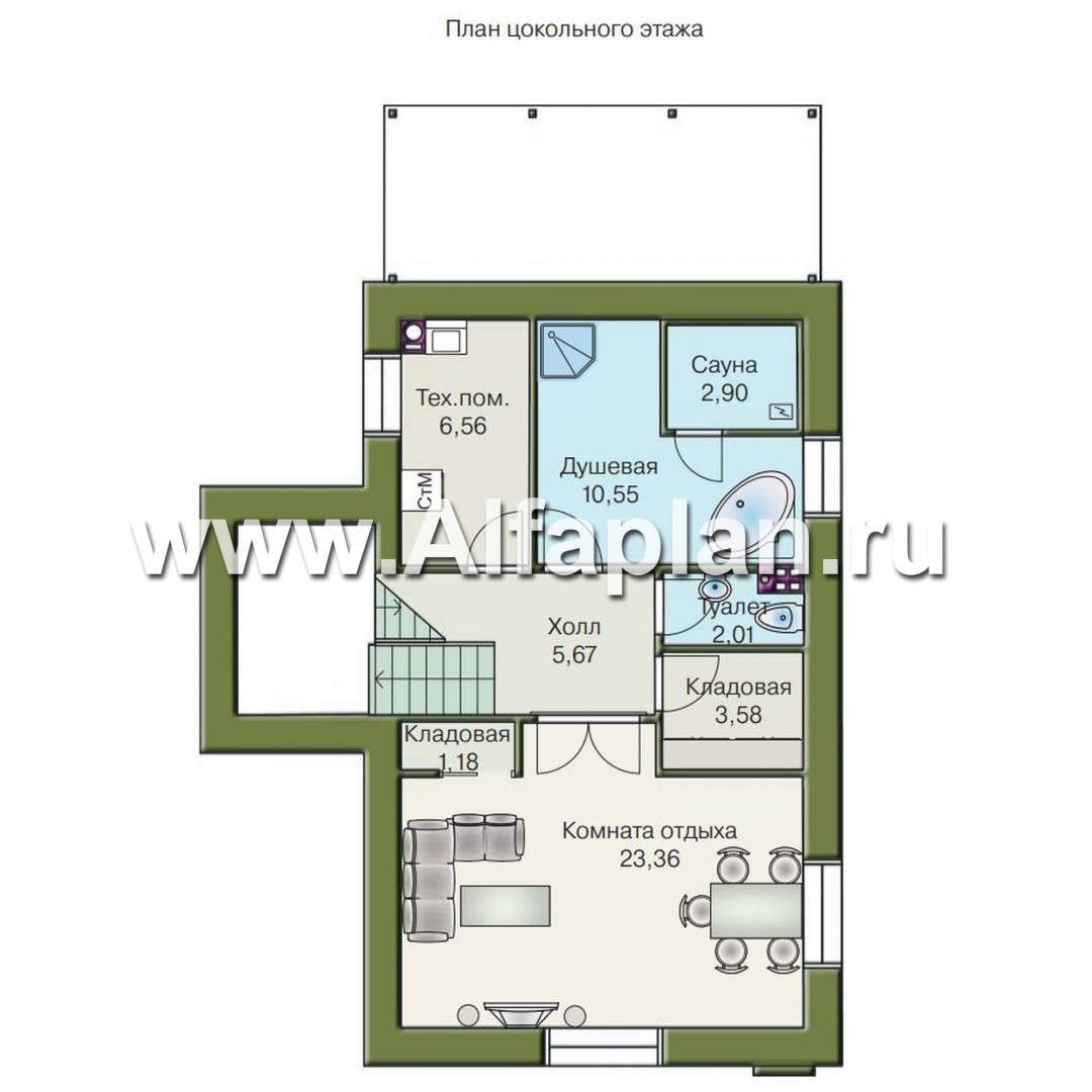 Проекты домов Альфаплан - «Эксклюзив» - компактный трехэтажный коттедж - план проекта №1