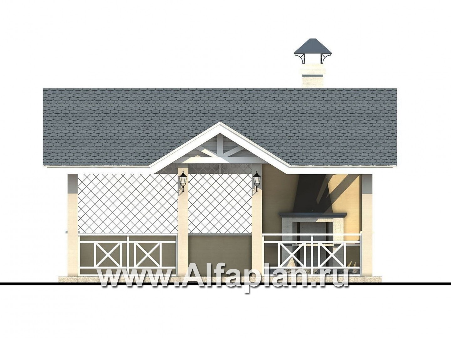 Проекты домов Альфаплан - Беседка-павильон с барбекю (летняя кухня) - изображение фасада №1