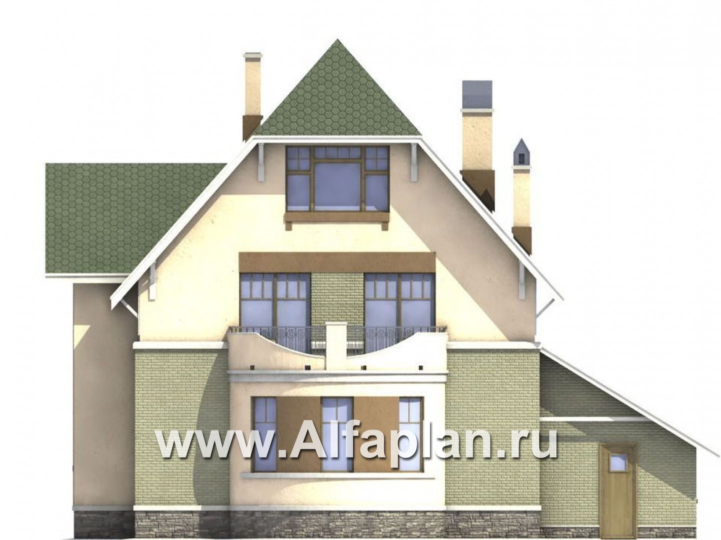 Проекты домов Альфаплан - «Барби-Холл»  - коттедж с полукруглым эркером - изображение фасада №4