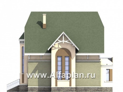 Проекты домов Альфаплан - «Барби-Холл»  - коттедж с полукруглым эркером - превью фасада №2