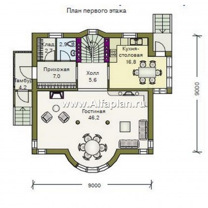 Проекты домов Альфаплан - «Дом светлячка» - трехэтажный дом с мансардой - превью плана проекта №2