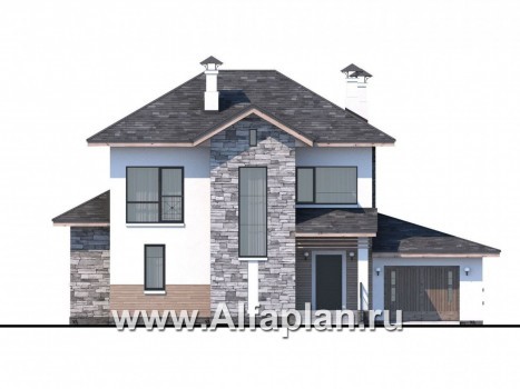 «Снежная страна» - проект двухэтажного дома с террасой и с гаражом - превью фасада дома