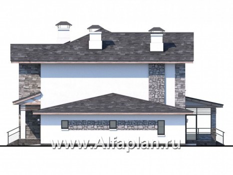 «Снежная страна» - проект двухэтажного дома с террасой и с гаражом - превью фасада дома
