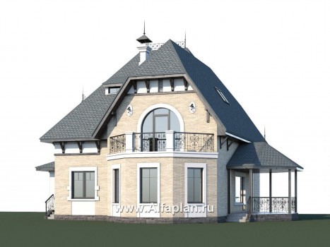 «Вианден» - проект дома с мансардой, с террасой, в стиле замка - превью дополнительного изображения №1