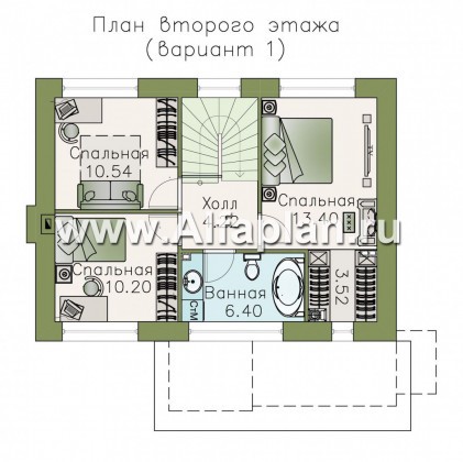 Проекты домов Альфаплан - Двухэтажный дом из кирпича «Карат» - превью плана проекта №2