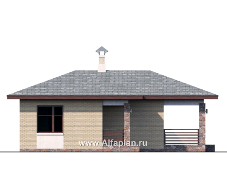 Проекты домов Альфаплан - «Виньон» - проект дачного дома с большой террасой - превью фасада №3