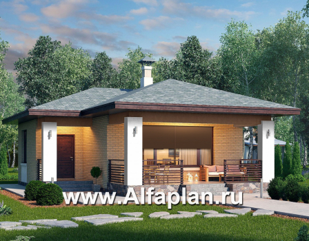 Проекты домов Альфаплан - «Виньон» - проект дачного дома с большой террасой - превью дополнительного изображения №1