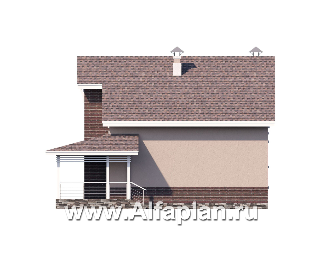 Проекты домов Альфаплан - «Регата» - комфортный дом с двускатной крышей - изображение фасада №2