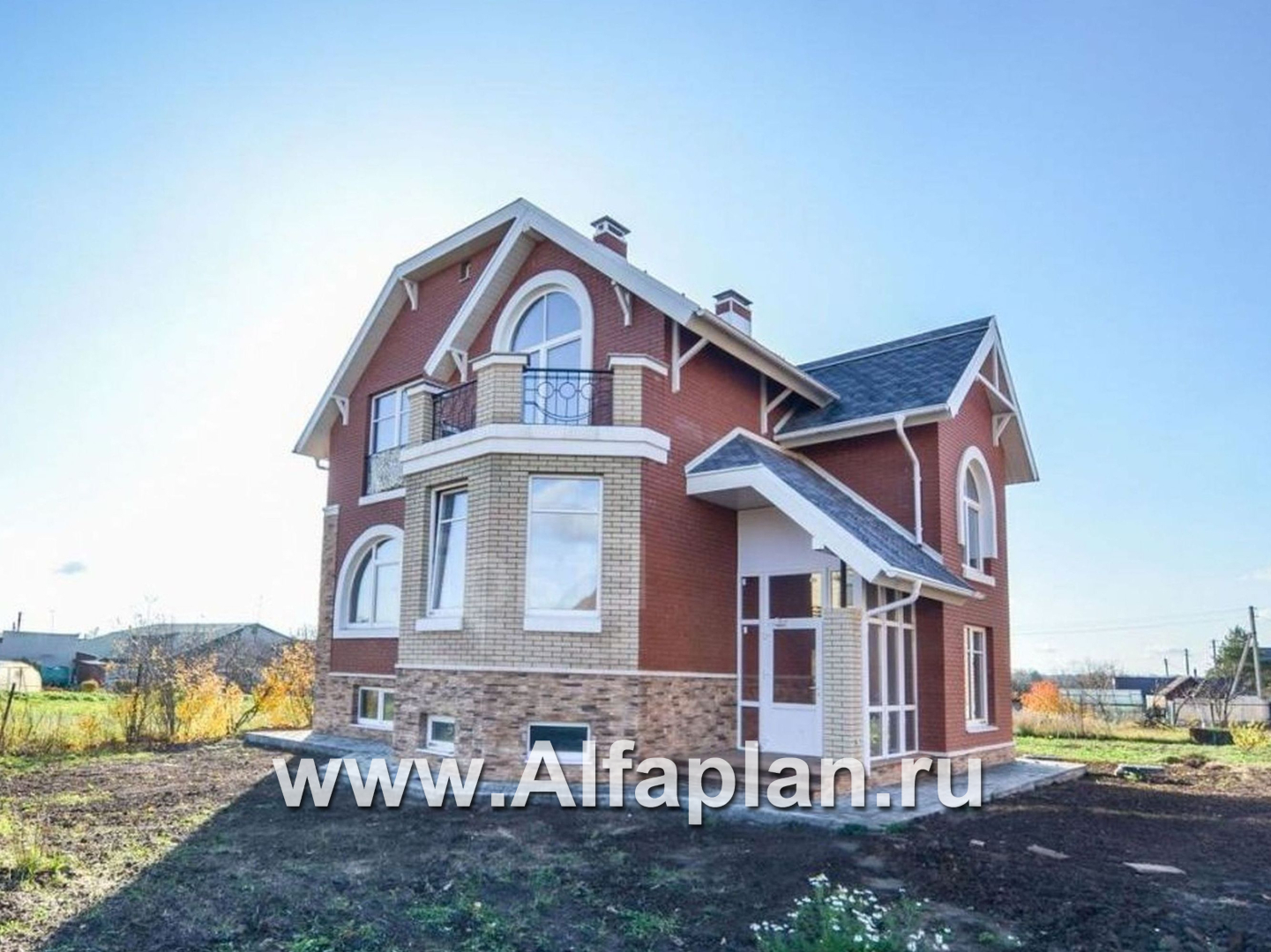 Проекты домов Альфаплан - «Лаура»- трехэтажный загородный дом с террасой - дополнительное изображение №3