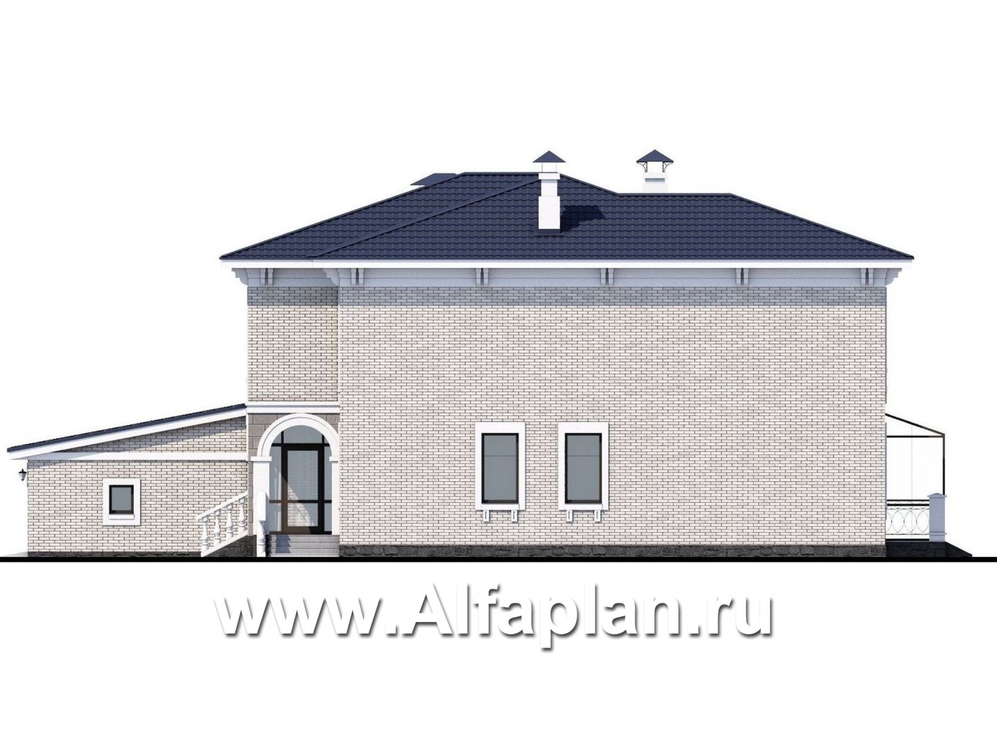 Проекты домов Альфаплан - «Меньшиков» - респектабельный особняк с гаражом - изображение фасада №2