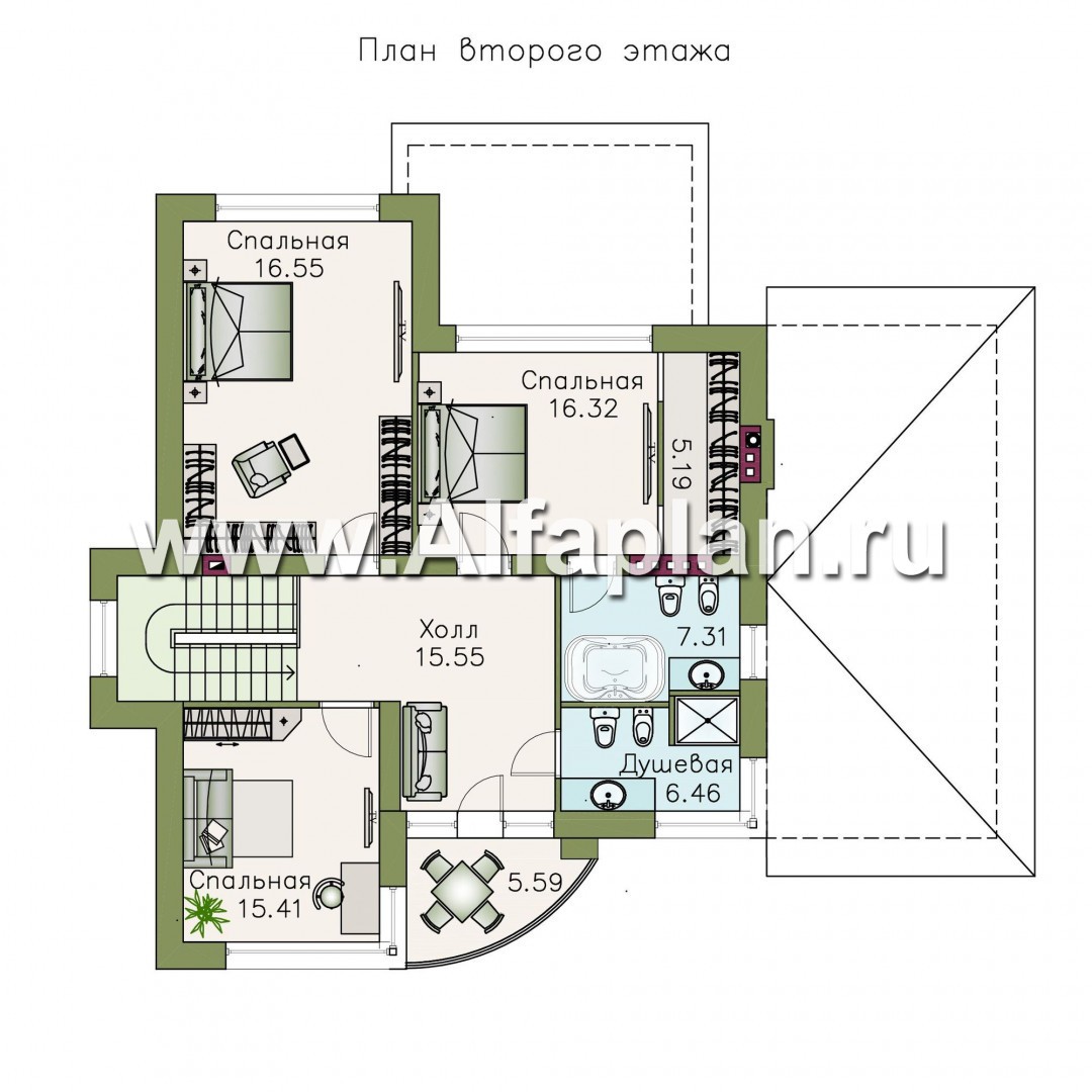 Проекты домов Альфаплан - «Платина» - современный дом в европейской традиции - изображение плана проекта №2