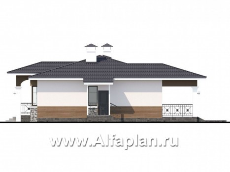 Проекты домов Альфаплан - "Новый свет" - проект одноэтажного дома для небольшой семьи - превью фасада №2
