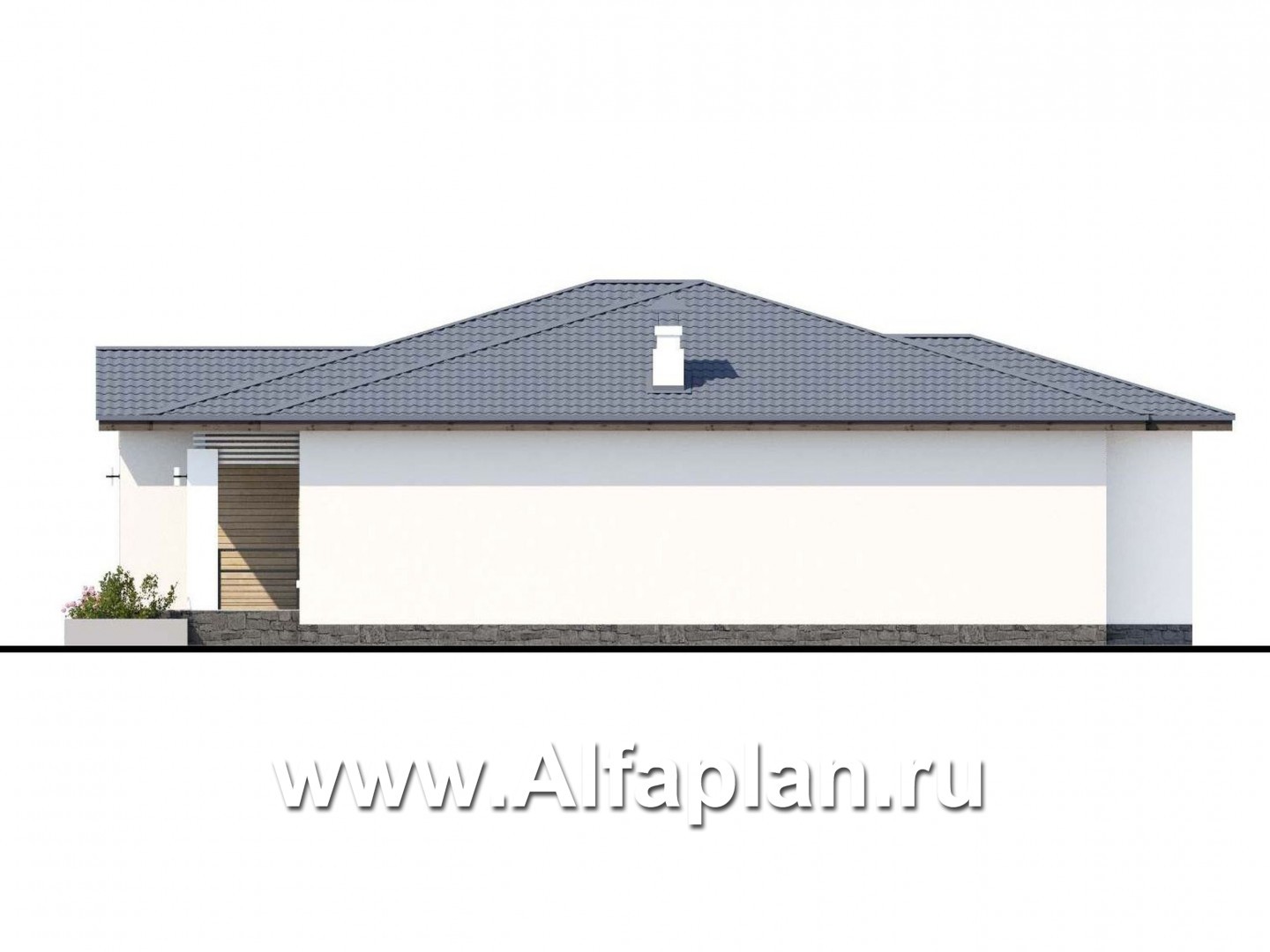 Проекты домов Альфаплан - «Калипсо» - комфортабельный одноэтажный дом - изображение фасада №2