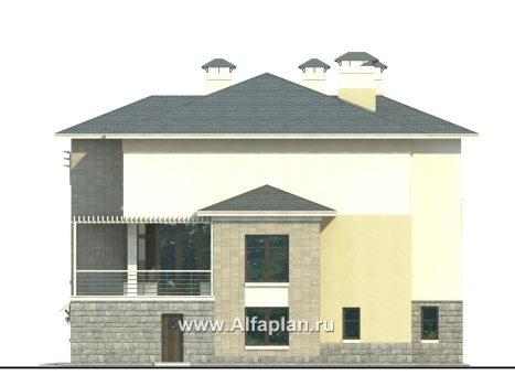 «Три  семерки» - проект трехэтажного дома, гараж в цоколе, второй свет и панорамные окна, современный дизайн дома - превью фасада дома