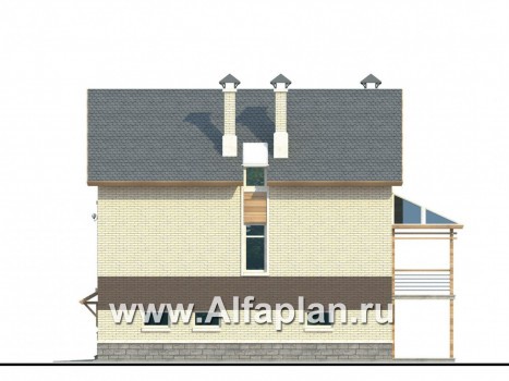 Проекты домов Альфаплан - «Экспрофессо»- компактный трехэтажный коттедж - превью фасада №3