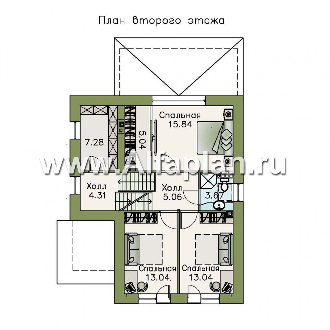 Проекты домов Альфаплан - «Экспрофессо»- проект компактного дома с гаражом в цоколе - план проекта №3