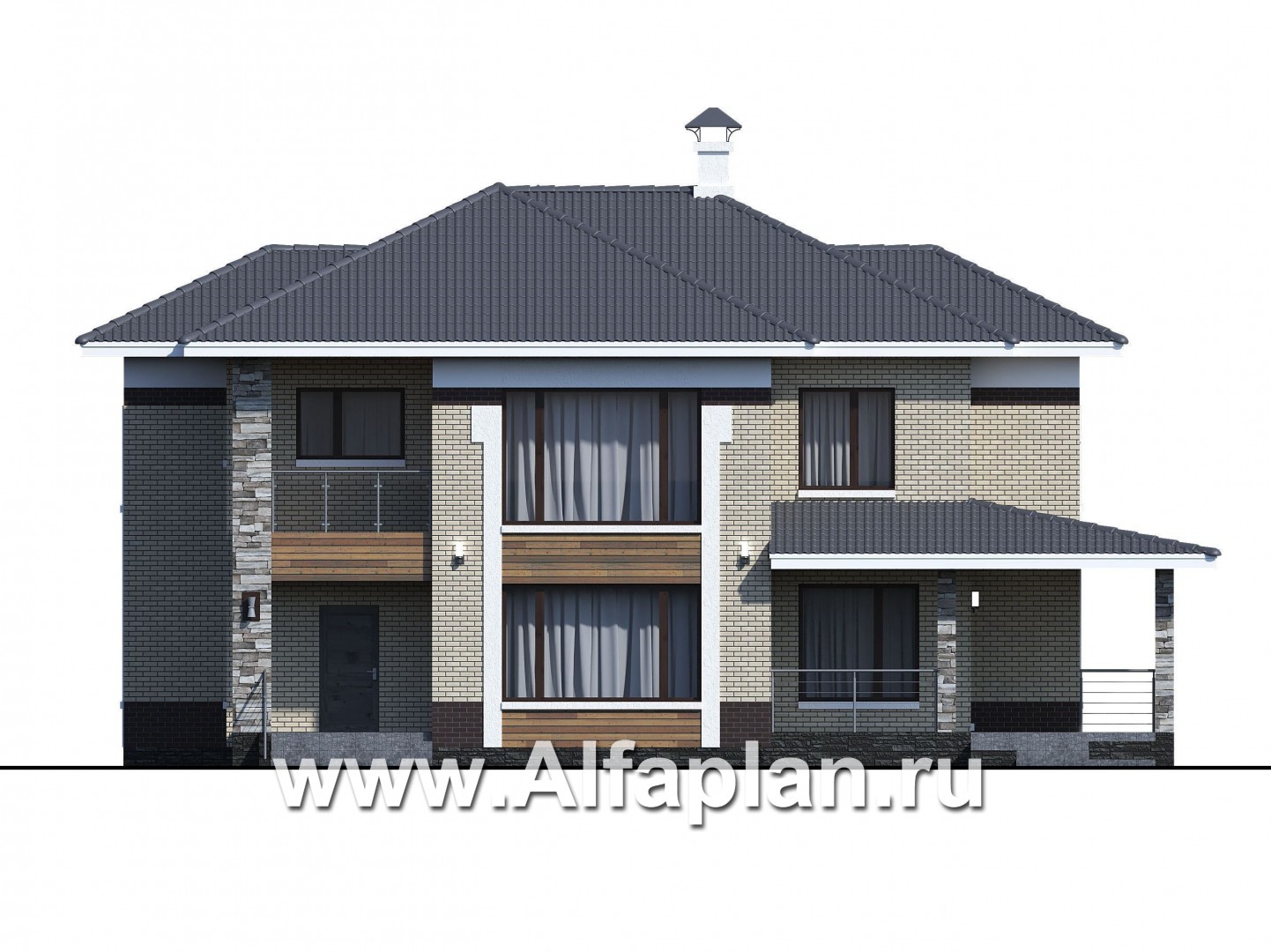 Проекты домов Альфаплан - «Фрида» - проект современного двухэтажного дома с удобной планировкой - изображение фасада №1