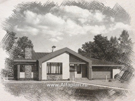 Проекты домов Альфаплан - «Аркада» - современный одноэтажный дом с террасой и большим гаражом - превью дополнительного изображения №1