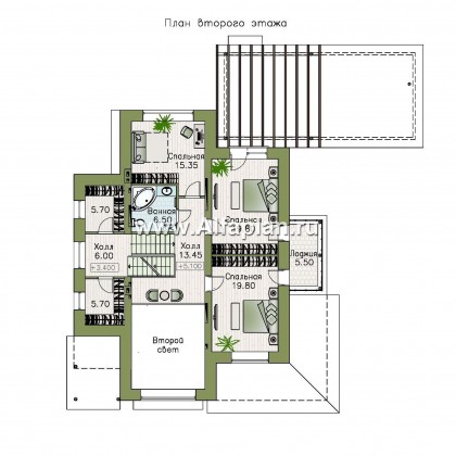 Проекты домов Альфаплан - «Амур» - трехэтажный особняк с гаражом и бассейном - превью плана проекта №3
