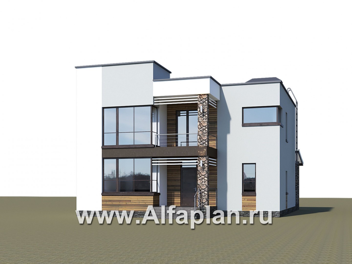 Проекты домов Альфаплан - «Престиж» - проект удобного и просторного дома с плоской кровлей - дополнительное изображение №1