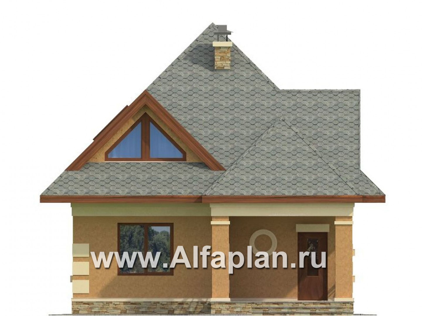 Проекты домов Альфаплан - Проект экономичного дома для маленького участка - изображение фасада №1