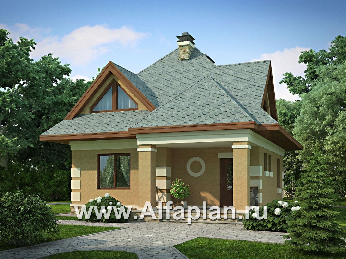 Проекты домов Альфаплан - Проект экономичного дома для маленького участка - основное изображение