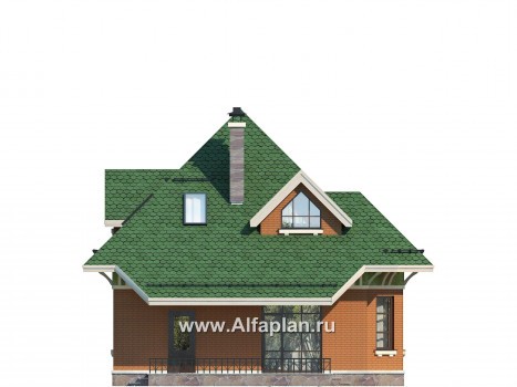 Проекты домов Альфаплан - Проект мансардного дома для небольшого участка - превью фасада №3