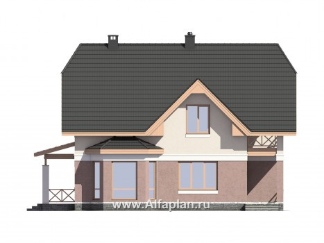 Проекты домов Альфаплан - Проект экономичного дома из газобетона - превью фасада №2