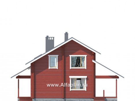 Проекты домов Альфаплан - Проект дома с простой двускатной кровлей и террасой - превью фасада №3