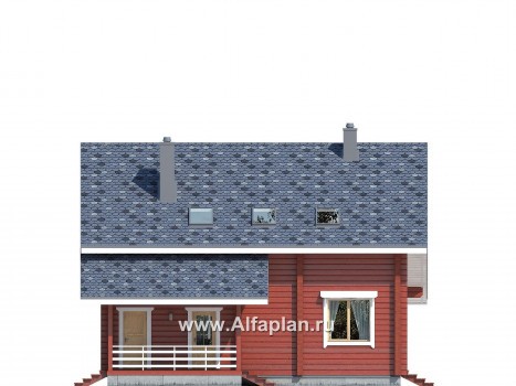 Проекты домов Альфаплан - Проект дома с простой двускатной кровлей и террасой - превью фасада №4