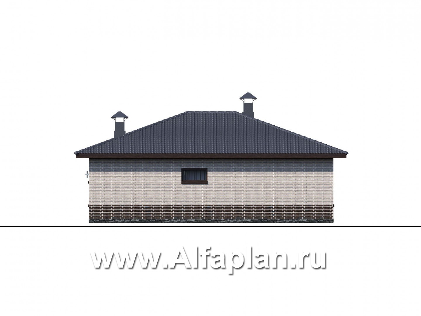 Проекты домов Альфаплан - «Алазея» - просторный одноэтажный дом с сауной и террасой - изображение фасада №1