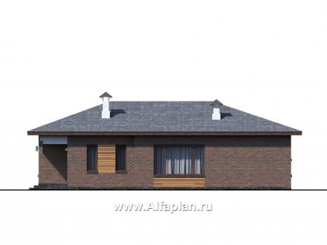 «Притяжение» - проект одноэтажного дома из газобетона, с террасой, 3 спальни - превью фасада дома