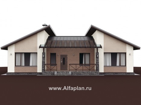 Проекты домов Альфаплан - «Стрельна» - одноэтажный дом с четырьмя комнатами и террасой - превью дополнительного изображения №2