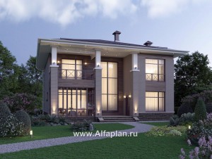 Проекты домов Альфаплан - "Римские каникулы" - проект дома с двусветной гостиной - превью основного изображения
