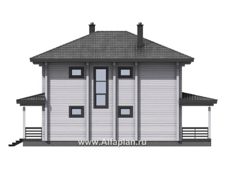 Проекты домов Альфаплан - Проект двухэтажного дома из клееного бруса - превью фасада №4