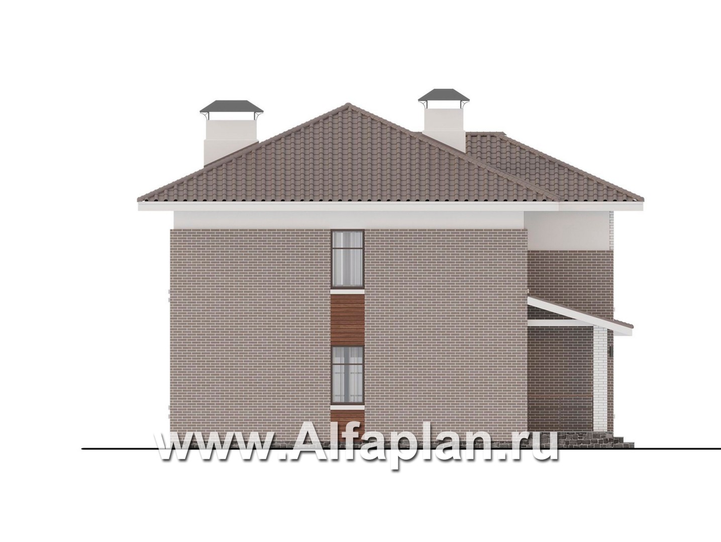 Проекты домов Альфаплан - "Вермеер" - проект двухэтажного дома с лестницей в гостиной - изображение фасада №3